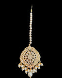 DJET99 Megha jadau earrings tika set in pearl ( READY TO SHIP )
