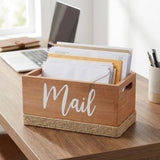 12 Natural Jute And Solid Wood Mail Holder