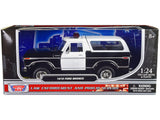 1978 Ford Bronco Police Car Unmarked Black and White Law Enforcement and Public Service Series 1/24 Diecast Model Car by Motor