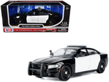 2023 Dodge Charger Pursuit Police Car Black and White Law Enforcement and Public Service Series 1/24 Diecast Model Car by Moto