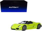 Porsche 918 Spyder Weissach Package Acid Green 1/18 Model Car by Autoart