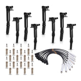 Set of 8 Ignition coil + Wire Set + Spark Plug for Ford 2018-2020 F-250 Super Duty F-350 Super Duty V8 6.2L