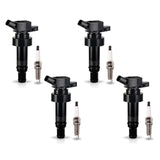 Set of 4 Ignition coil + Spark Plug for Hyundai Kia 2012-2017 Accent Veloster Rio Dodge 2012-2014 Attitude l4 1.6L