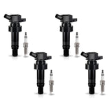 Set of 4 Ignition coil + Spark Plug for Hyundai Kia 2012-2019 Accent Veloster Rio Soul l4 1.6L