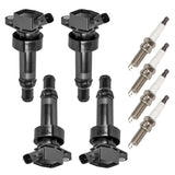 Set of 4 Ignition coil + Spark Plug for Hyundai 2012-2021 Accent Veloster Kia 2012-2019 Rio Soul l4 1.6L