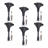 Set of 6 Ignition coil + Spark Plug for Infiniti 2008-2019 G37 Q60 Q70 Nissan 2009-2020 370Z V6 3.7L