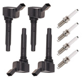 Set of 4 Ignition coil + Spark Plug for Audi 2015-2020 A3 A5 Quattro A3 Quattro Volkswagen 2014-2019 Beetle Passat Jetta l4 2.0L 1.8L