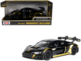 Audi R8 LMS GT3 Black with Gold Stripes and Graphics Midnight Eclipse Series 1/24 Diecast Model Car by Motormax