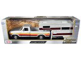 1979 Ford F150 Custom Pickup Truck Silver Metallic with Side Stripes with Camper Shell American Classics Series 1/24 Diecast