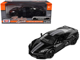 2020 Chevrolet Corvette C8 Stingray Black with Silver Stripes Timeless Legends Series 1/24 Diecast Model Car by Motormax