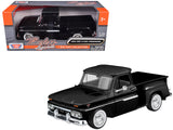 1966 GMC C1000 Fenderside Pickup Truck Black Timeless Legends Series 1/24 Diecast Model Car by Motormax