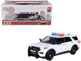2022 Ford Police Interceptor Utility Plain White Builders Kit with Flashing Light Bar and Front and Rear Lights and Sounds 1/