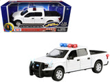 2019 Ford F150 Lariat Crew Cab Pickup Truck White with Flashing Light Bar and Front and Rear Lights and Sounds 1/27 Diecast Mod