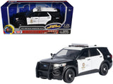 2022 Ford Police Interceptor Utility Black and White Los Angeles Police Department (LAPD) with Flashing Light Bar and Front an