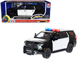 2025 Chevrolet Tahoe PPV Black and White Builders Kit with Flashing Light Bar and Front and Rear Lights and Sounds 1/24 Dieca