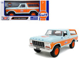 1978 Ford Bronco Light Blue and Orange Gulf Oil Gulf DieCast Collection 1/24 Diecast Model Car by Motormax