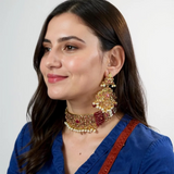 C570 Gold plated jadau choker in Ruby pearls ( READY TO SHIP )