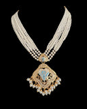 DNS191 punjabi Jadau necklace set - mint blue&pearl(READY TO SHIP)