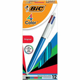 BIC 4-Color Retractable Pen - Medium Pen Point - Refillable - Retractable - Multi, Black, Red, Green - Blue, White Barrel - 1 Ea