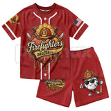 Dabbing Banana Retro American Flag Baseball Jersey Set – Toddler Athletic Mesh Outfit