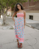 Hattie Bohemian Ethnic Print Spaghetti Straps Vacation Maxi Dress