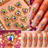 Queen - Nail Charms 10pc - #002 Gold Iridescent Hearts