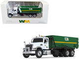 Mack Granite MP Refuse Garbage Truck with TubStyle RollOff Container Waste Management White and Green 1/87 (HO) Diecast Mode