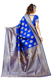 Sugathari Womens Banarasi Saree Pure Kanjivaram Silk Saree Soft New Ladies 2023 Design Wear Pattu Sarees Latest Cotton Party Sari Collections With Blouse Piece For Wedding Sadi (Sam Pari-20-R Blue)