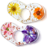 2 Pieces Dried Flower Resin Book Page Holder Transparent Thumb Ring Page Holder Handmade Personalized Flower Resin Bookmark Read