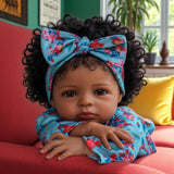 ADFO Lifelike Reborn Baby Dolls, 18 inch Realistic Black Girl Newborn Real Life Baby Girl Dolls Soft Vinyl Baby Dolls with Cloth