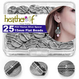 Tibetan Silver Stripe Spacer 15mm Flat Beads for Jewelry Making Supplies Adults Small Seed Bead for Necklace Earring Bracelet Ma