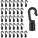 ZHOUBIN Shock Cord End Hooks for 3/16 inch to 1/4 inch, Black Plastic Bungee Cord Terminal Hooks, 32 Pcs