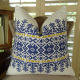Plutus Brands Plutus Aztec City Handmade Throw Pillow, 16 X 16, Blue/White