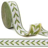 yuuzue 10.9 Yards Jacquard Ribbon Trim 1.18 Inch Leaf Pattern Fabric Trim White Green Leaves Jacquard Woven Embroidered Ribbon f