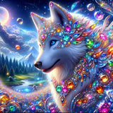 Ekuxom Wolf Diamond Art Kits for Adults, 5D Animal Forest Diamond Painting Kits for Adults, DIY Full Drill Round Gem Art Crafts