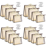 16 Pack Clear Handbag Storage Organizer and 16 Stainless Steel S-Hooks Anti-dust Purse Storage Bags with Zipper and Handle Moist