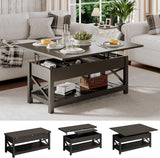 ChooChoo Coffee Table Lift Top, Multi-Function Convertible Coffee Table with Storage and Hidden Compartment, Converts to Dining