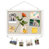 DAHAPYBOO Cork Board with Linen White,Bulletin Board 17x12 Hanging Corkboards for Office Home School Message Board or Vision Boa