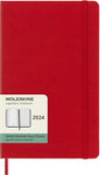 Moleskine Classic 12 Month 2024 Weekly Planner, Hard Cover, Large (5 x 8.25), Scarlet Red