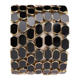 DADIFEN Glass Octagon Beads Black 6x9mm 28pcs Rectangle Golden Edge Crystal Loose Beads for DIY Craft Jewelry Making