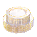 WDF 100pcs Clear Disposable Plastic Plates With Gold Trim - Baroque Clear Gold for Parties or Wedding - including 50PCS Dinner P