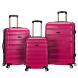 Rockland Melbourne Hardside Expandable Spinner Wheel Luggage, Magenta, 3Piece Set (20/24/28)