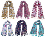 Fusfus WomenS Printed Chiffon Scarves And Stoles, Free Size(Multicolour, Fs2060) Pack Of 6 (Multicolor4)