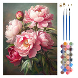 MEIYUDA Flower Paint by Numbers Kit for Adults, Peony Paint by Numbers for Beginners, DIY Vintage Acrylic Oil Painting by Number