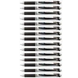 Pentel EnerGel RTX Deluxe Retractable Liquid Gel Pen, Fine .7mm Metal Tip, Black Ink, Silver Barrel (Bulk Lot of 15) (BL77-A)