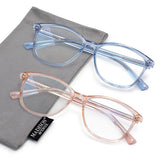 Madison Avenue 2 Pack Square Vintage TR90 Blue Light Blocking Reading Glasses for Women, Anti Glare/Eyestrain Computer Readers B