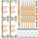Yeaqee 104 Pcs Wedding Thank You Gifts Include 50 Wedding Bamboo Retractable Ballpoint Pens Wooden Black Ink Bridal Shower Pens