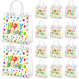 Kacctyen 24 Pcs Birthday Gift Bags for Party Favor Clear Birthday Goodie Bags with Handle 7.87 x 7.87 x 3.15 Return Gift Wrap To