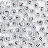 Yiizzxin 200Pcs Round Ancient Silver Letter F Beads,4x7mm Flat Letter-F Bead for Bracelets,Alphabet Beads for Jewelry Making DIY