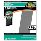 Gator 9 x 11 Waterproof Sanding Sheets, 320 Grit, 25 Pack